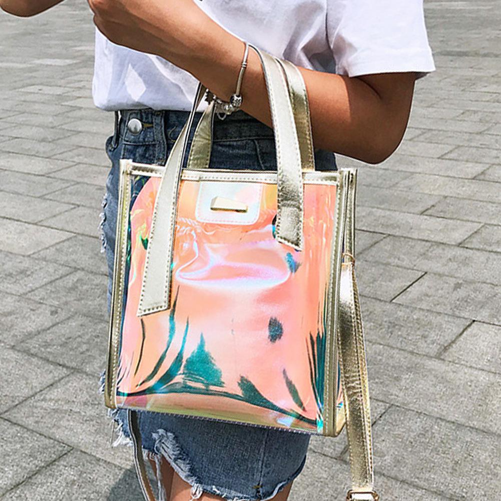 Luxury Band Women PVC Shoulder Bag Fashion Transparent Clear Handbag Messenger Bags Jelly Candy Color Crossbody Bag Tote Purse