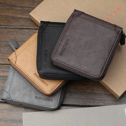 Baellerry Casual Style Zipper Men Wallets Card Holder Small Wallet Male Synthetic Leather Man Purse Coin Purse Men&#39;s Carteira