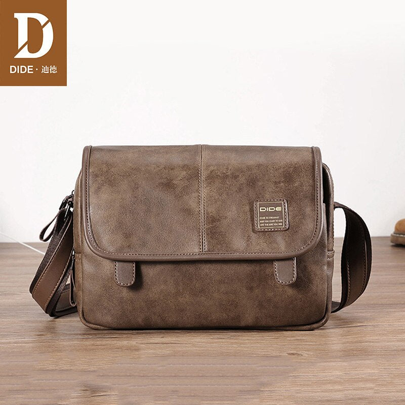 DIDE New man messenger bags man PU Leather Casual Crossbody Handbag Men&#39;s Cross Body Shoulder Bag Retro casual Cover