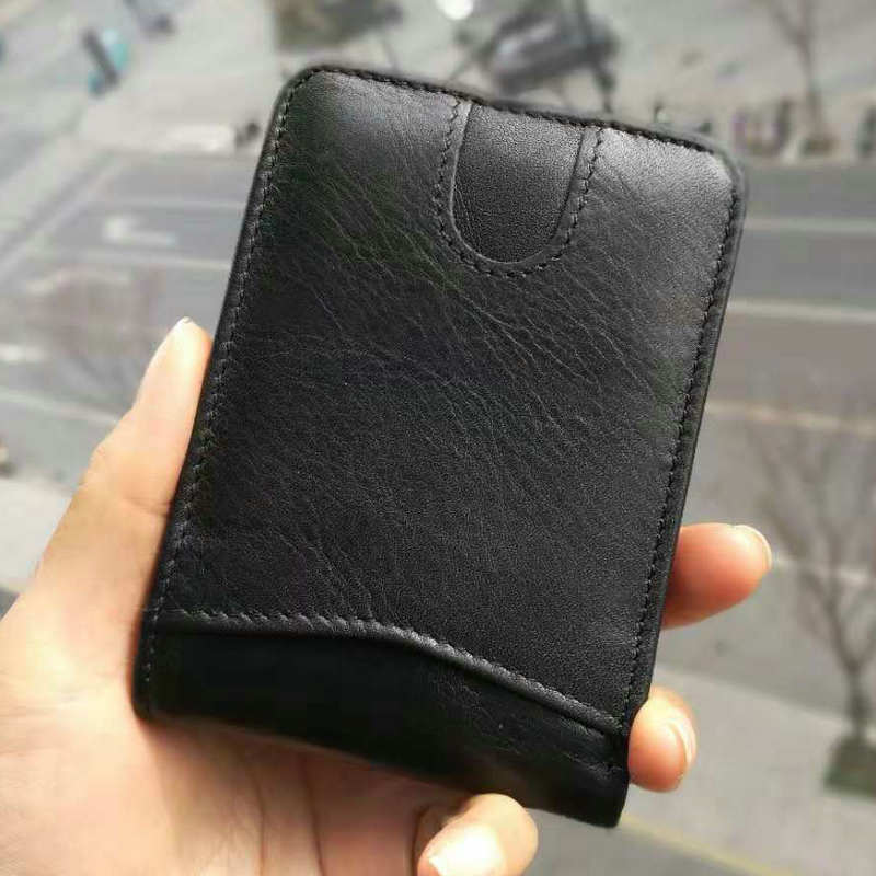 GENODERN Casual Small Wallet for Men Genuine Leather Male Slim Wallets Short Mini Wallet with Card Holder Pocket Purses