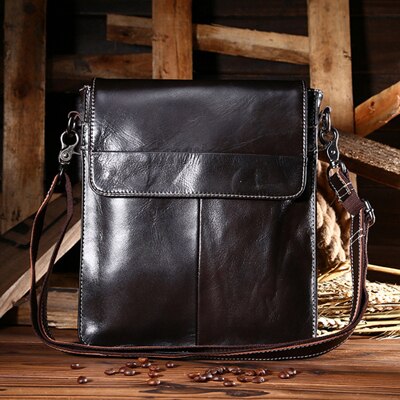 Norbinus Men Shoulder Bag Genuine Leather Messenger Bags Cowhide Crossbody Bag for Men Leather Handbags Business Briefcase Pouch