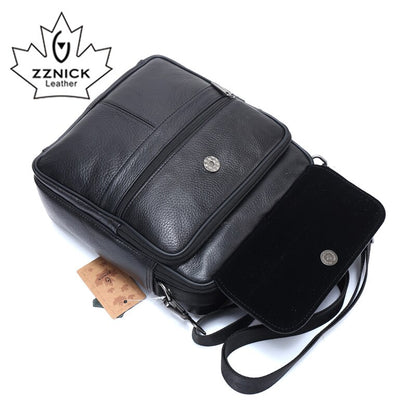 ZZNICK Genuine Cowhide Leather Shoulder Bag Small Messenger Bags Men Travel Crossbody Bag Handbags New Fashion Men Bag