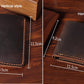 Handmade Vintage Crazy horse Genuine Leather Men Wallet Men Purse Leather Short Card Wallet for Male Money Clips Money bag