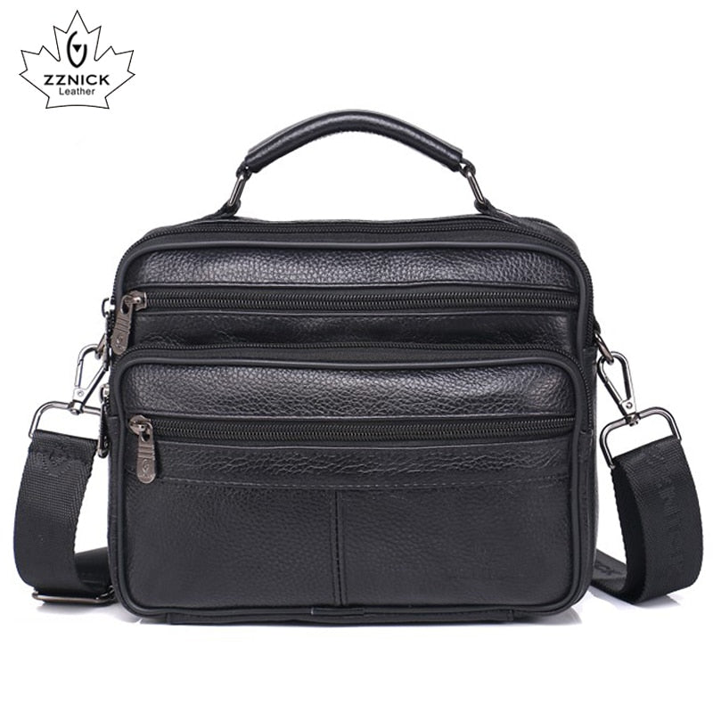 Men Genuine Leather Shoulder Bag Fashion Zipper Shoulder Messenger Bag Leather Men  Travel Business Simple Handbag ZZNICK