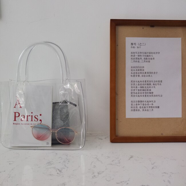 Clear PVC handbag plastic tote shopping bag available for custom
