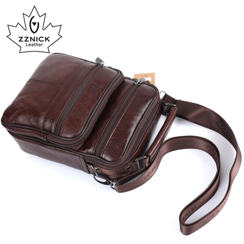 ZZNICK Men Bags Ipad Handbags Sheepskin Leather Male Messenger Purse Man Crossbody Shoulder Bag Men&#39;s Travel Bags  8101