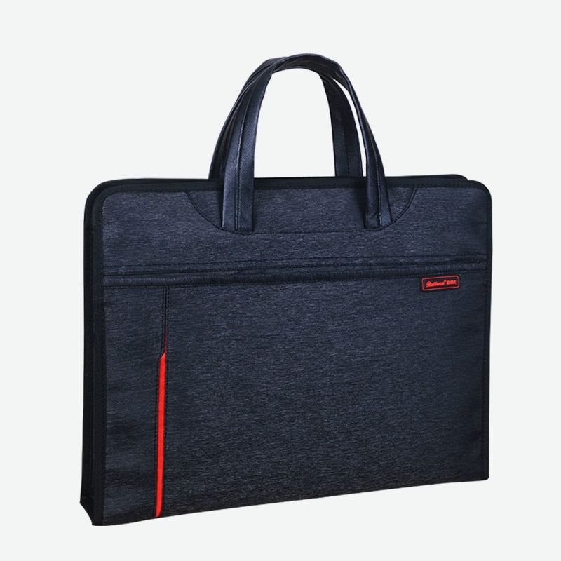 A4 Business Document Bag Briefcase File Folder Waterproof Hand-held Thickened Briefcase Multilayer Zipper Canvas Conference Tute