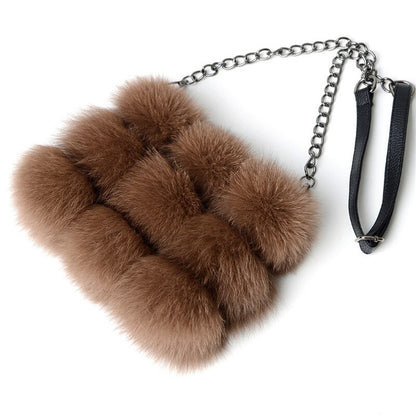 woman bag genuine fox Fur leather handbags women&#39;s leather  shoulder crossbody bags high quality women totes messenger bag