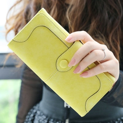 Many Departments Faux Suede Long Wallet Women Matte Leather Lady Purse High Quality Female Wallets Card Holder Clutch Carteras