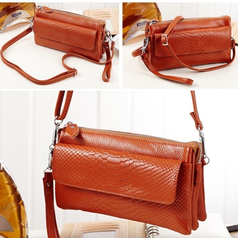 Women Evening Bag Genuine Leather Coin Purse Phone Pocket Lady Handbag Clutch Wallet Female Shoulder Messenger Bag Minaudiere