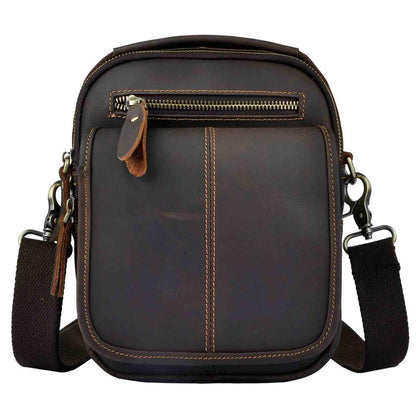 Hot Sale Crazy Horse Leather Fanny Waist Belt Bag Pack Design Messenger Satchel Cross-body Shoulder Tote bag For Men Male 8025