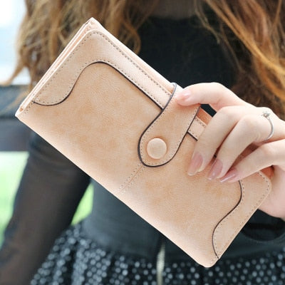 Many Departments Faux Suede Long Wallet Women Matte Leather Lady Purse High Quality Female Wallets Card Holder Clutch Carteras