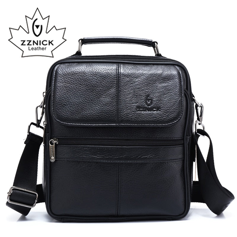 ZZNICK Genuine Cowhide Leather Shoulder Bag Small Messenger Bags Men Travel Crossbody Bag Handbags New Fashion Men Bag