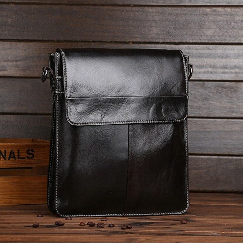 Norbinus Men Shoulder Bag Genuine Leather Messenger Bags Cowhide Crossbody Bag for Men Leather Handbags Business Briefcase Pouch