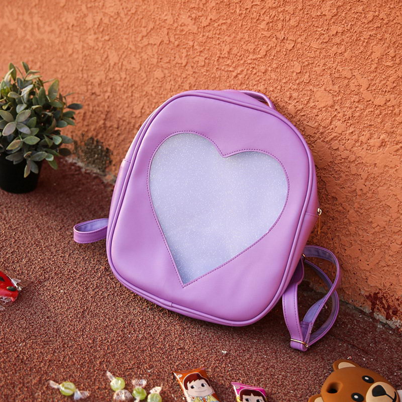 Summer Candy Transparent Love Heart Shape Backpacks Harajuku School Backpack Shoulder Bags For Teenager Girls Book Bag