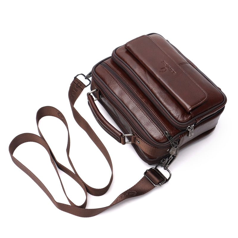 Genuine Leather Men&#39;s Handbag Shoulder Bag Leather Crossbody 2019 Messenger Bag For Male Fashion Flap Zipper hasp Handbag ZZNICK