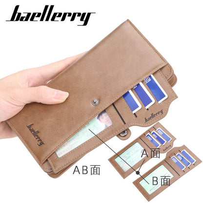 Baellerry Men Long Fashion Wallets Desigh Zipper Card Holder Leather Purse Solid Coin Pocket High Quality Male Purse