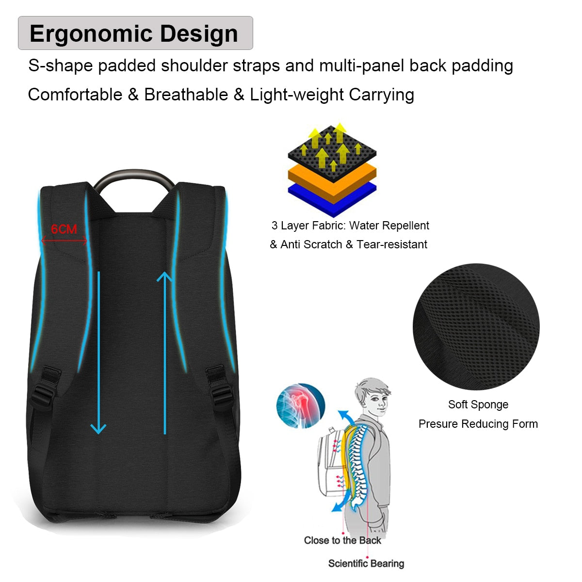 180° Patent Luggage Design Men Backpack Business Laptop Backpack Women Travel Bag 18&quot; Expandable RFID Anti-theft H6758