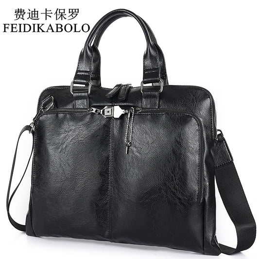 BOLO Business Briefcase Leather Men Bag Computer Laptop Handbag Man Shoulder Bag Messenger Bags Men&#39;s Travel Bags Black Brown