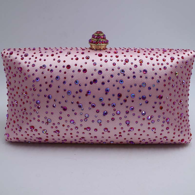 Factory Wholesale Purple Womens Evening Bag with Rhinestone Crystal Clutch Purse