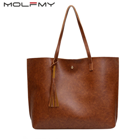 Women Messenger Bags Leather Casual Tassel Handbags Female Designer Bag Vintage Big Size Tote Shoulder Bag High Quality bolsos