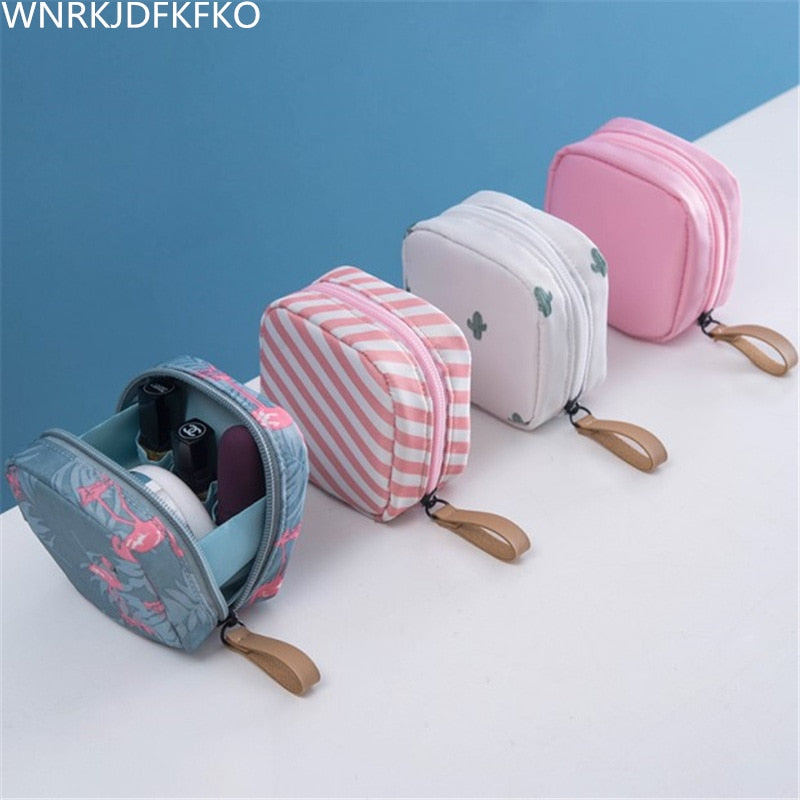 Mini Cosmetic Bag Flamingo Solid Color Travel Toiletry Storage Bag Cactus Beauty Makeup Bag Cosmetic Bag Organizer Special Offer