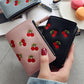 Fashion Women Girls Short Wallet Small PU Leather Cherry Embroidery Coin Purse Card Holders Lady Girl Mini Money Bag