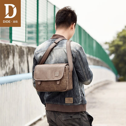 DIDE New man messenger bags man PU Leather Casual Crossbody Handbag Men&#39;s Cross Body Shoulder Bag Retro casual Cover