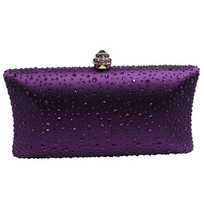 Factory Wholesale Purple Womens Evening Bag with Rhinestone Crystal Clutch Purse