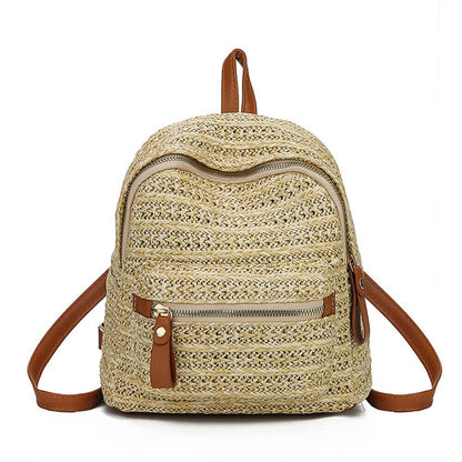 Newest Hot Women Straw Rattan Woven Travel Backpacks Girls Summer Beach Shoulder Schoolbags Rucksack Tote Purse