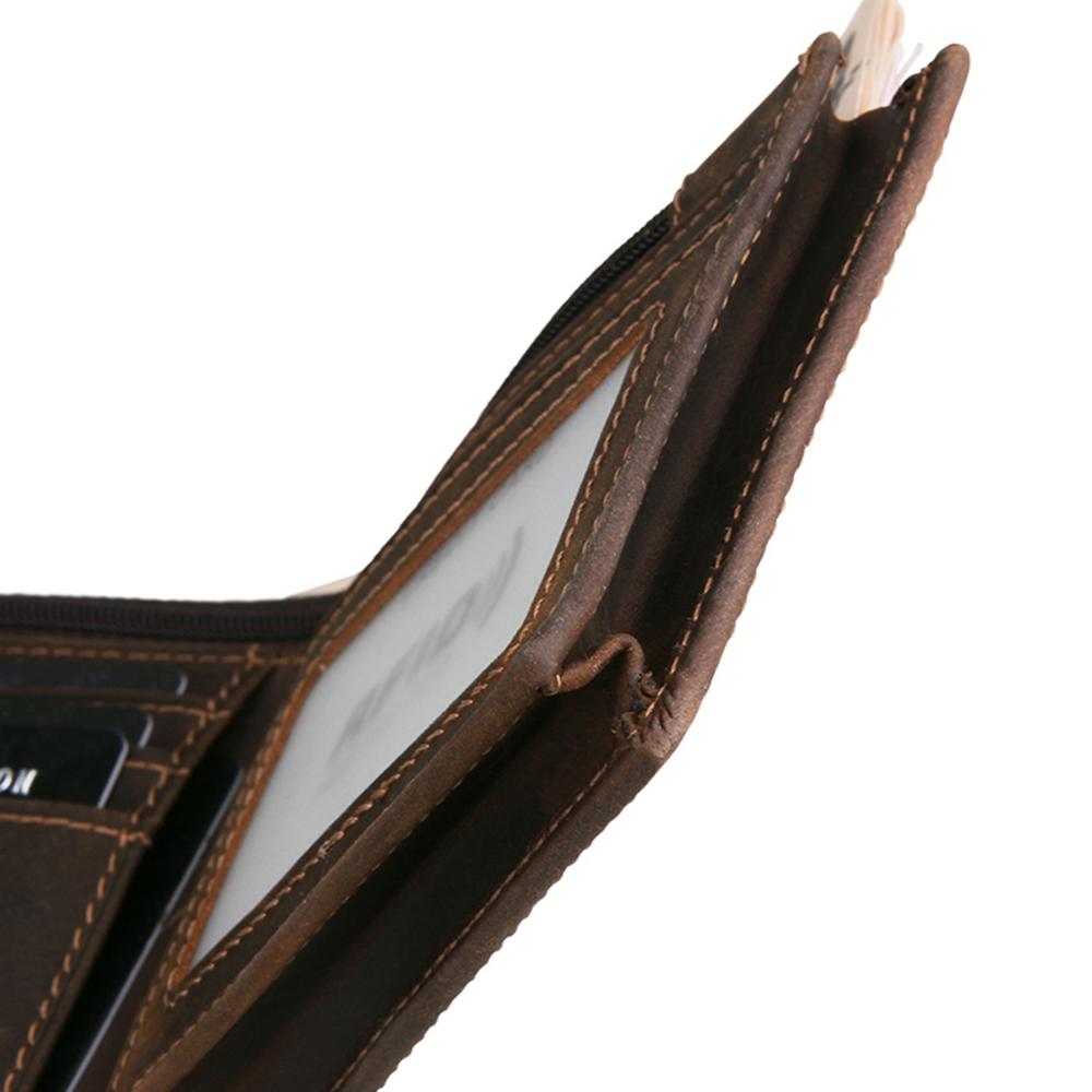 RFID Blocking Men&#39;s Oil Wax Skin Wallet Man Vintage Cow Genuine Leather Wallet Male Handmade Billfold Coin Purse Short Wallet