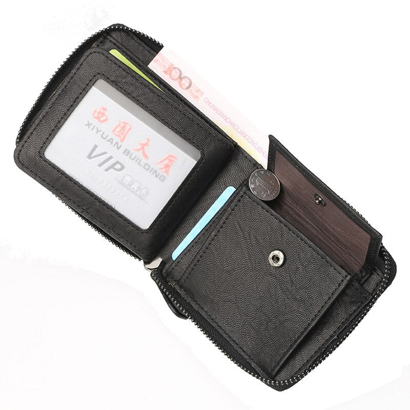 Baellerry Casual Style Zipper Men Wallets Card Holder Small Wallet Male Synthetic Leather Man Purse Coin Purse Men&#39;s Carteira