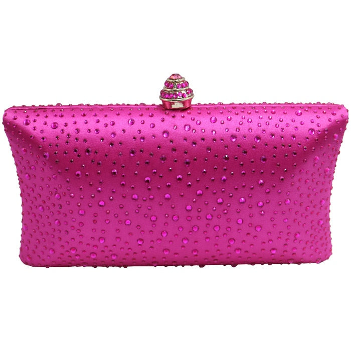 Factory Wholesale Purple Womens Evening Bag with Rhinestone Crystal Clutch Purse