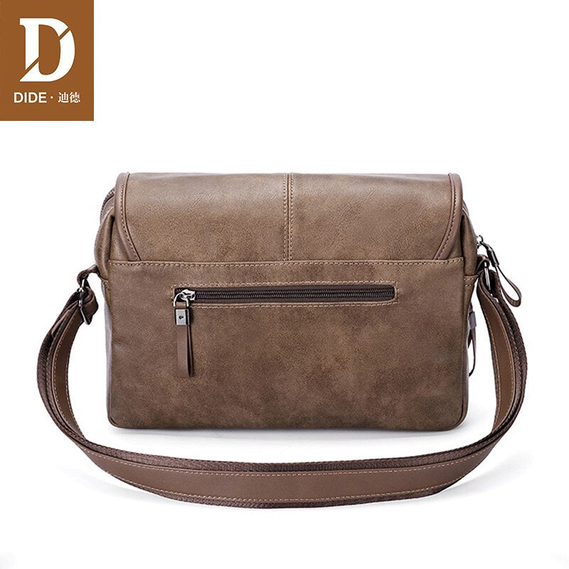 DIDE New man messenger bags man PU Leather Casual Crossbody Handbag Men&#39;s Cross Body Shoulder Bag Retro casual Cover