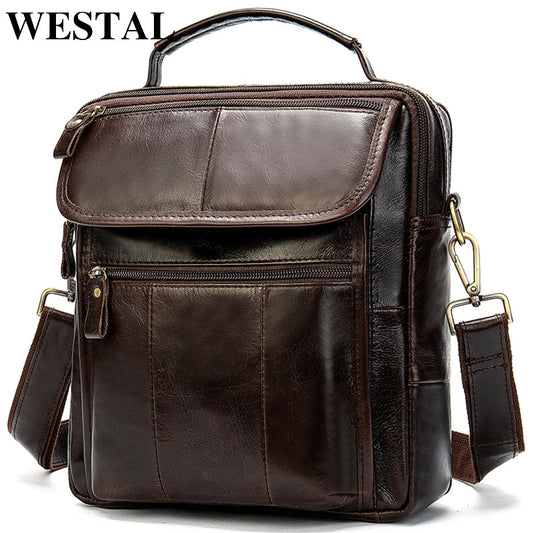 WESTAL Men&#39;s Bag Genuine Leather Crossbody Bags for Men Messenger Bag Men Leather Designer Men&#39;s Shoulder Bags Male Handbag 8870