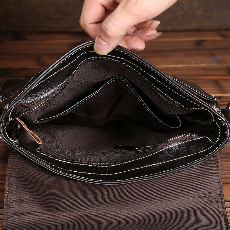 Norbinus Men Shoulder Bag Genuine Leather Messenger Bags Cowhide Crossbody Bag for Men Leather Handbags Business Briefcase Pouch