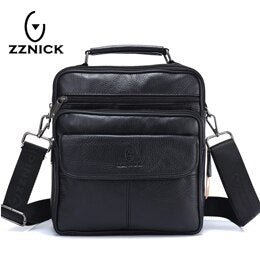 ZZNICK 2018 Men Bags Ipad Handbags Sheepskin Leather Male Messenger Purse Man Crossbody Shoulder Bag Men&#39;s Travel Bags 7101black