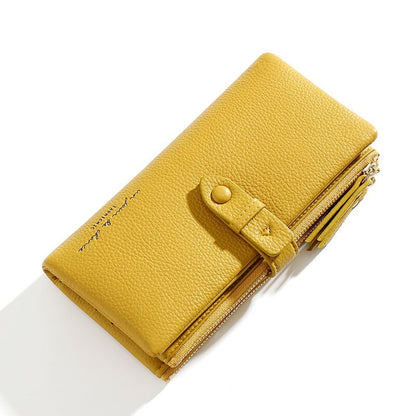 Simple Solid color fold Long Clutch Wallets Women Card Holder soft PU Pleather  Zipper Pocket Purse Small Travel Wallet Ladies