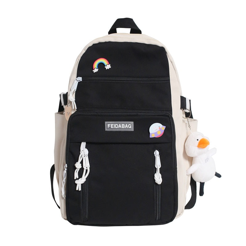 NEW High Capacity Fashion Big Student Backpack Badge Rucksack Girls School Bag Women Backpack Female Cute Leisure Travel Mochila