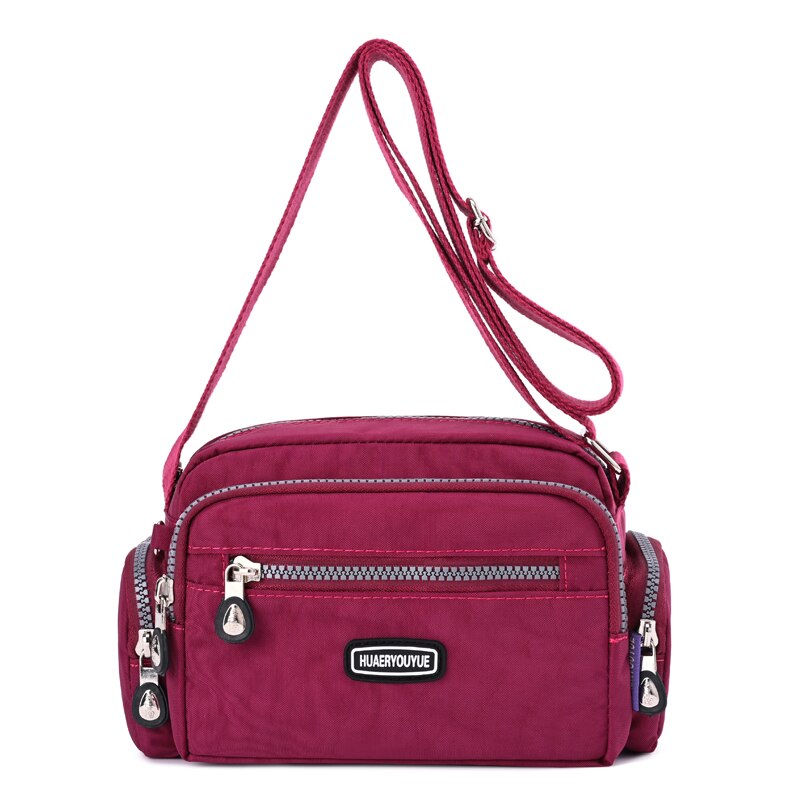Women Fashion Nylon Shoulder Bag Solid Color Zipper Waterproof  Female Crossbody Bag Ladies Travel Handbag