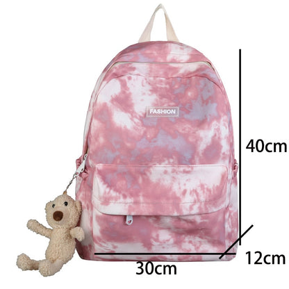 New Tie-dye Canvas Women Backpack Female Lovely Travel Bag Teenage Girls High Quality Schoolbag Lady&#39;s Knapsack Small Book Bag