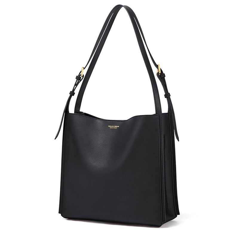 Cnoles Women Handbags Bucket Bag Shoulder Bag Luxury Designer Brand Genuine Leather Casual Ladies Female Crossbody Messenger