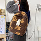 Imitation Lamb Hair Backpack Women School Bags For Teenage Girls Bears Print Cute Backpack Bagpack Kawaii Backpack Mochila Mujer