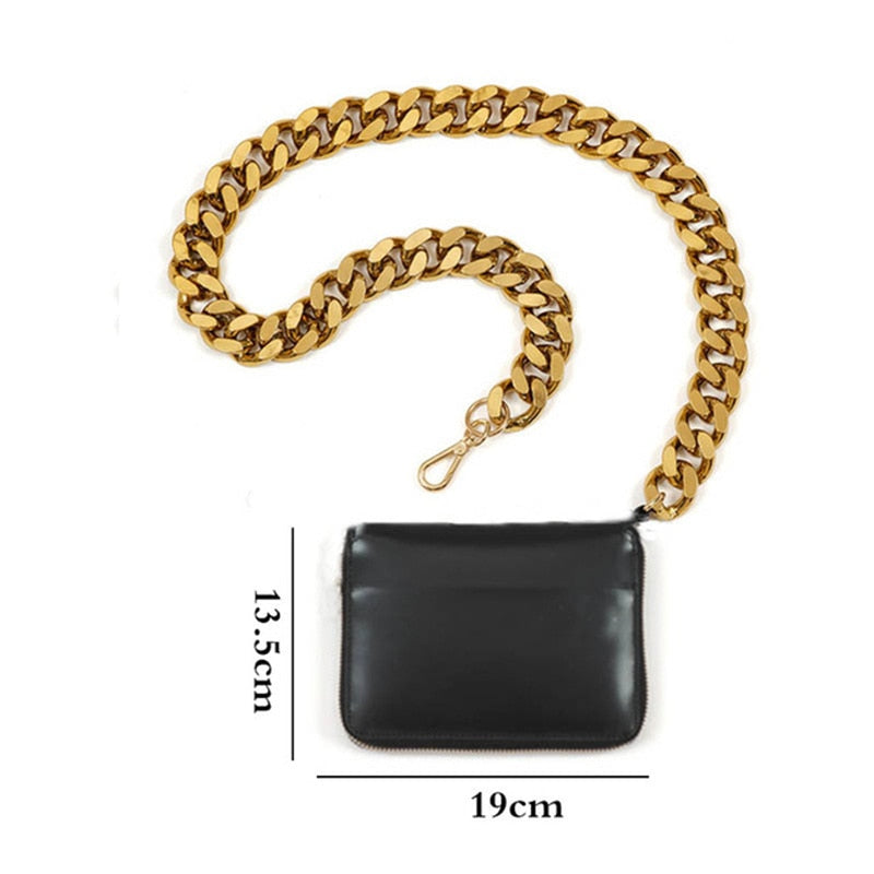 Luxury Women Totes Ins Thick Metal Chain Shoulder Bag Bike Wallet Mini Bag Coin Purse Fashion Women Pack Leather Crossbody Bags