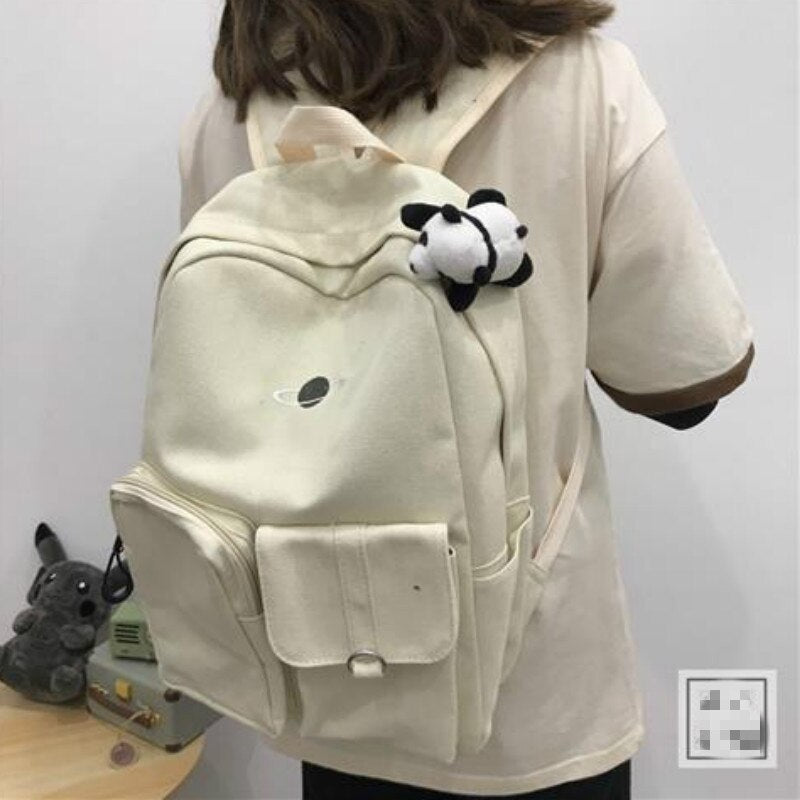 Backpacks Women Pockets Embroidery Harajuku Safari Retro Streetwear Buckles Leisure Large Capacity Fashion All-match Cool Ins BF