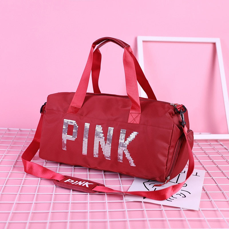 PINK Travel Bag Women Fitness Training Bag for Sports Gym Female Yoga Dry Wet Separation Shoes Bags Duffle Bag Women  Backpack