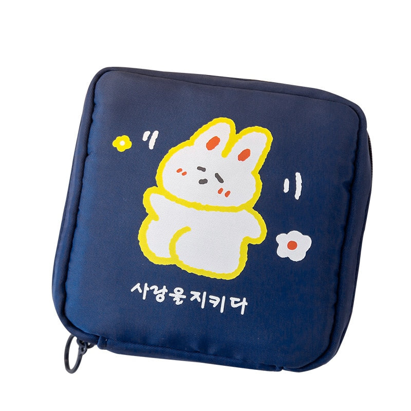 Cartoon Portable Large Capacity Cute Sanitary Napkin Storage Bag Female Student Cosmetic Bag Women