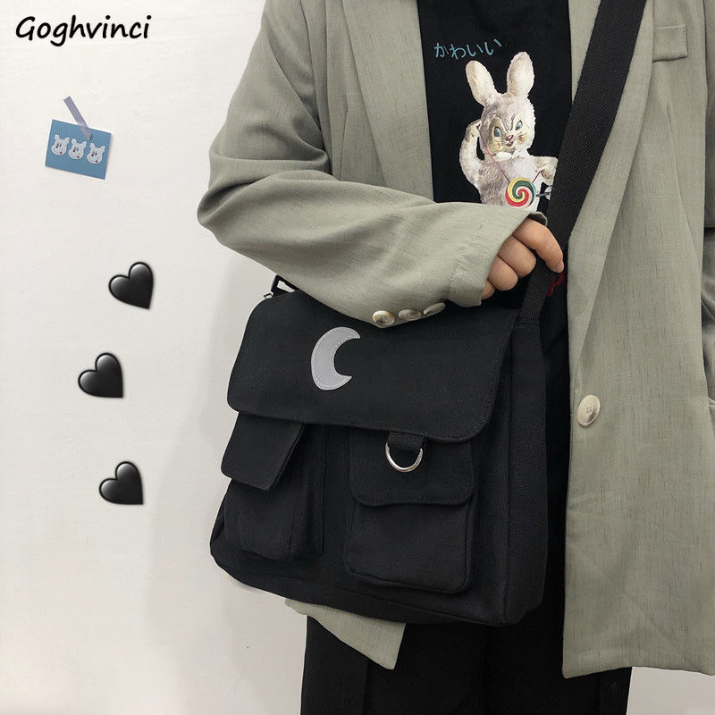 Crossbody Bags Mens Casual Handbag Fashion Moon Print Shoulder Bag Retro Leisure Packages Harajuku Ulzzang Retro Student Daily