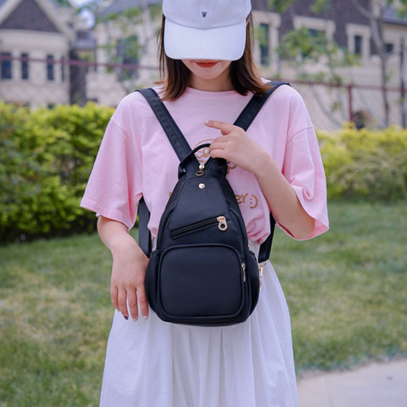 Women Small Backpack Chest Bag Sling Backpack Casual Travel Bag Simple Oxford Bagpack Crossbody Chest Bag For Go Out Shopping