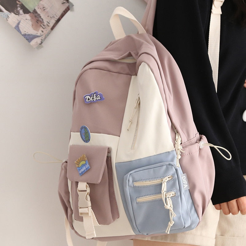 DIEHE Women Backpack Waterproof Nylon School Backpack for Teenage Girls Ladies Rucksack Girl Book Bag Mochila Backpack School